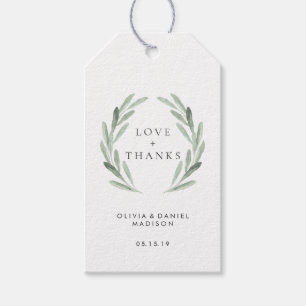 Rustig Grönt Utandning Elegant bröllop Tack Presentetikett