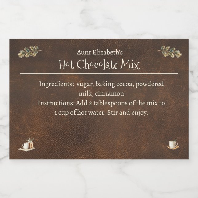 Rustig Hett - choklad kakaoblandning Mat Etiketter (Singel etikett)