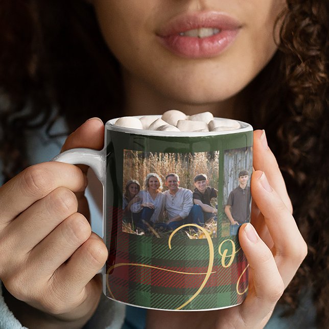 Rustig jul 4 foton röd grönt glatt kaffemugg (Skapare uppladdad)
