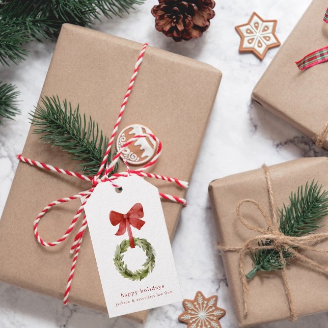 Rustig jul, rödbädd, minimalistisk presentetikett (Skapare uppladdad)