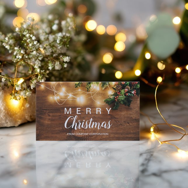 Rustig jullinjicitet i land visitkort (Rustic Christmas country corporate mistletoe wish Business Card)