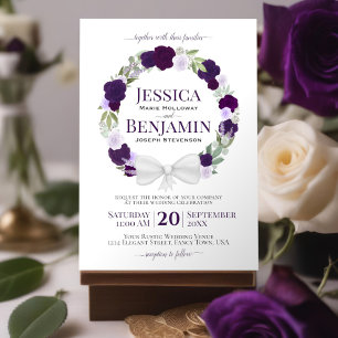 Rustig Lila Blommigt Utandningsluft Elegant Boho B Inbjudningar