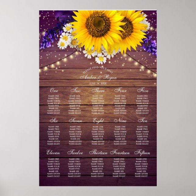 Rustig Lila Gult Solrosblomma Blommigt Land Barn Poster (Framsidan)