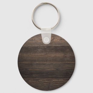 Rustig Mörk brun WOOD LOOK struktur Nyckelring