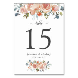 Rustig persikofärg Orange Vattenfärg Blommigt Bröl Bordsnummer