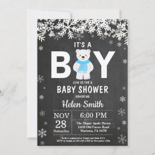 Rustig Polar Bear Winter Boy Babyskor Inbjudningar