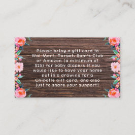 Rustig Rosa Blommigt Vattenfärgsbabyskare Tilläggskort