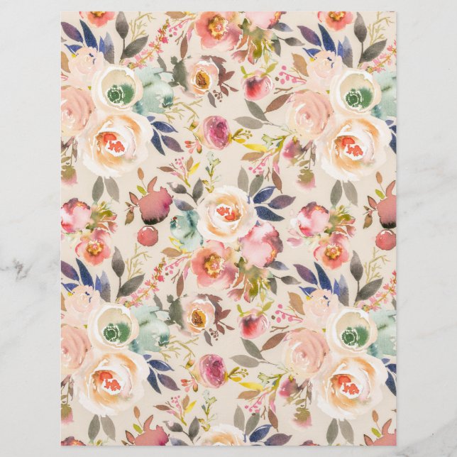 Rustig rosa brunbrun vintage elfenben land blommig (Framsida)