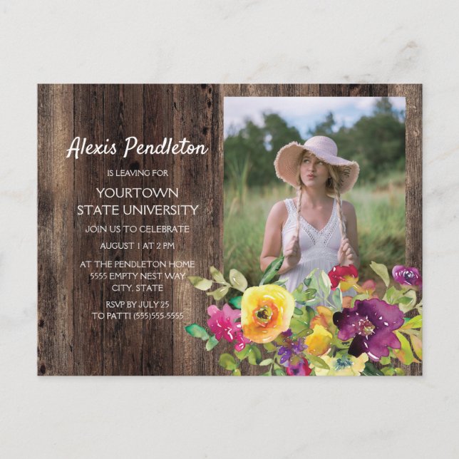 Rustig Rosa Lila Gult Trunk Party Dorm Shower Inbjudan Vykort (Framsida)