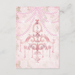 Rustig Rosa Vintage Chandelier Watercolor Monogram Tack Kort