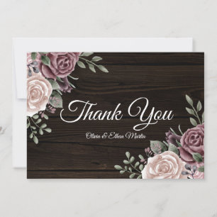 Rustig Rosa Watercolor Blommigt Wood Tack Kort