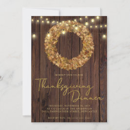 Rustig Thanksgiving Utandningssträng Ljus Trä Inbjudningar