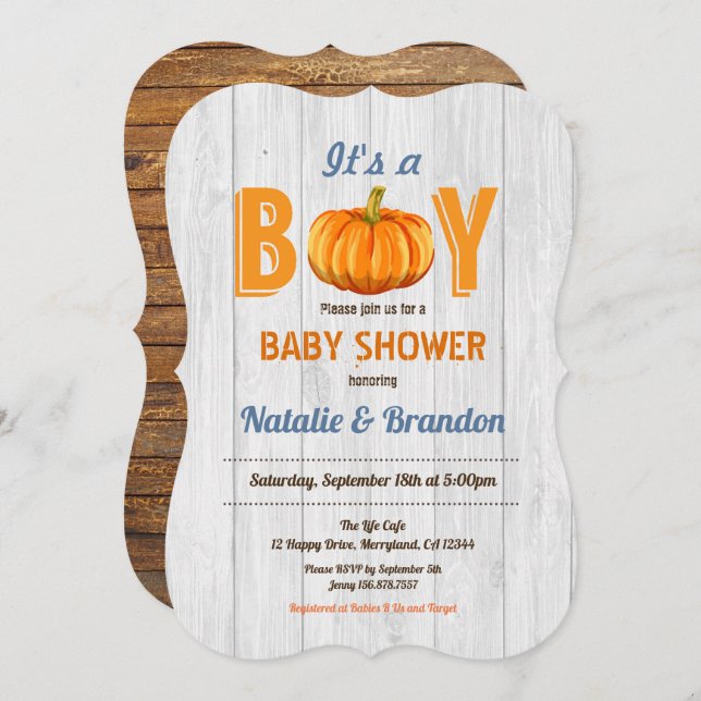 Rustig timmerpumpa i pojke inbjudningar (Fram/baksida)