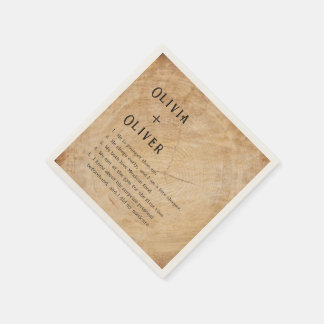 Rustig träd stump-ladan bröllop pappersservett