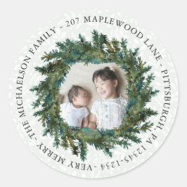 Rustig utandning med foto och Returadress Runt Klistermärke