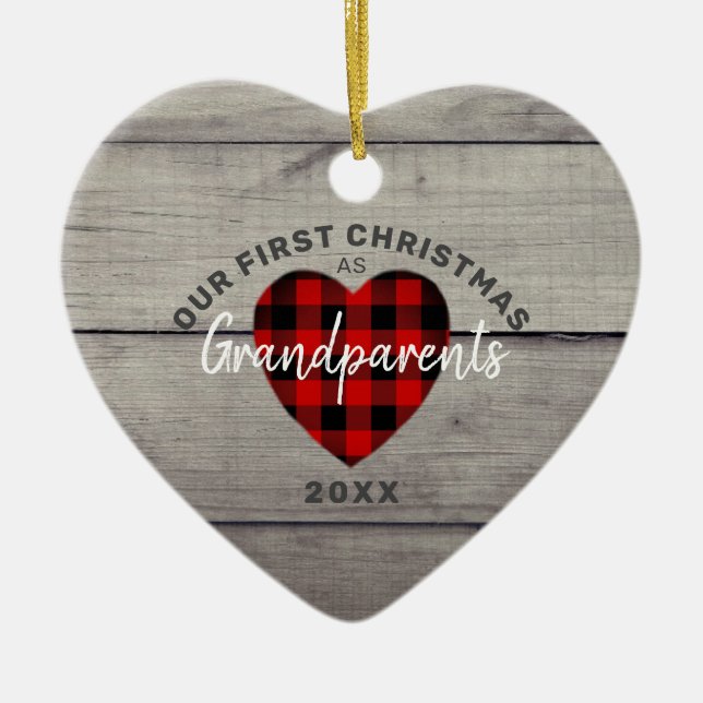 Rustig vår första julmorfar Heart Julgransprydnad Keramik (Framsidan)