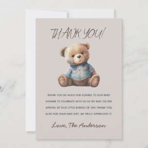 Rustig vattenfärg Bear Baby Shower Tack för ditt k Kort