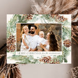 Rustig vattenfärg Gräs Konutandning 2 Foto Helg Vykort<br><div class="desc">vykort för elegant helgdag med en vattenfärgad krans av gräs,  gräs och lysgrey med en lätt gräddbakgrund. "God jul" visas med mörk grönt bokstäver. Anpassa framsidan av helgdag på gräs-ikonen med vågräts foto och namn. Kortet återgår till visning av returadressen,  ett ytterligare foto och ditt personliga meddelande.</div>