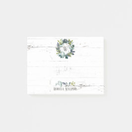 Rustig vattenfärg Laurel Utandning Monogram Namn Post-it Block