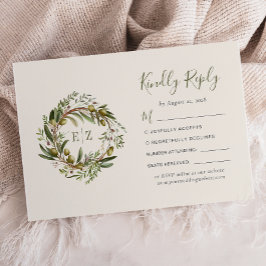 Rustig vattenfärg Olive Wandeans Bröllop OSA Kort