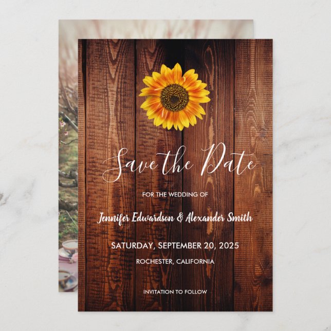 Rustig vattenfärg solros land Spara datum Spara Datumet (Fram/baksida)