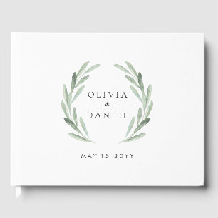 Rustig vattenfärgad Grönt Utandning Enkel Bröllop Gästböcker