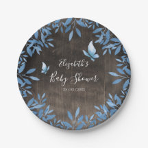 Rustig vattenfärgsblått butterfly blommigt babydus