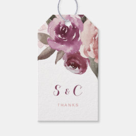 Rustig vattenfärgsfärg blommigt faller bröllopsmon presentetikett