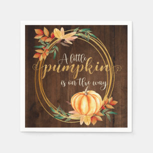 Rustig vattenfärgsskare Orange Pumpkin Fall Baby S Pappersservett