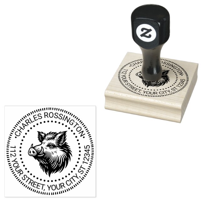 Rustig Vildsvinshuvud Namn Returadress #1N Stämpel (Stämplad)