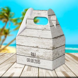 Rustig vintage, vit ladugårdslax bröllop presentaskar