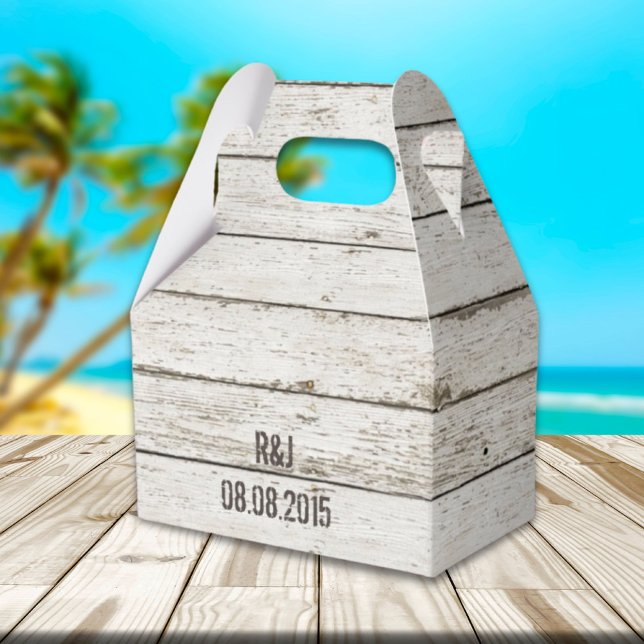 Rustig vintage, vit ladugårdslax bröllop presentaskar (rustic vintage white barn wood barn wedding favor boxes)