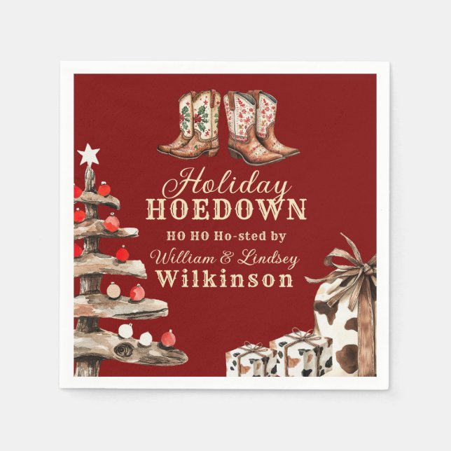 Rustig Western Holiday Hoedown Jul  Pappersservett (Framsidan)
