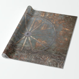 Rustig Western Vintage Brun Grått-vagnhjul Presentpapper