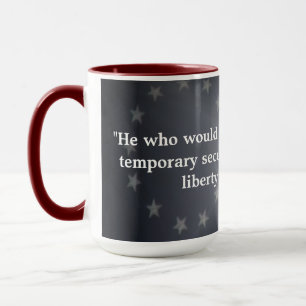 Rustiga amerikanska Flagga med Benjamin Franklin-c Mugg