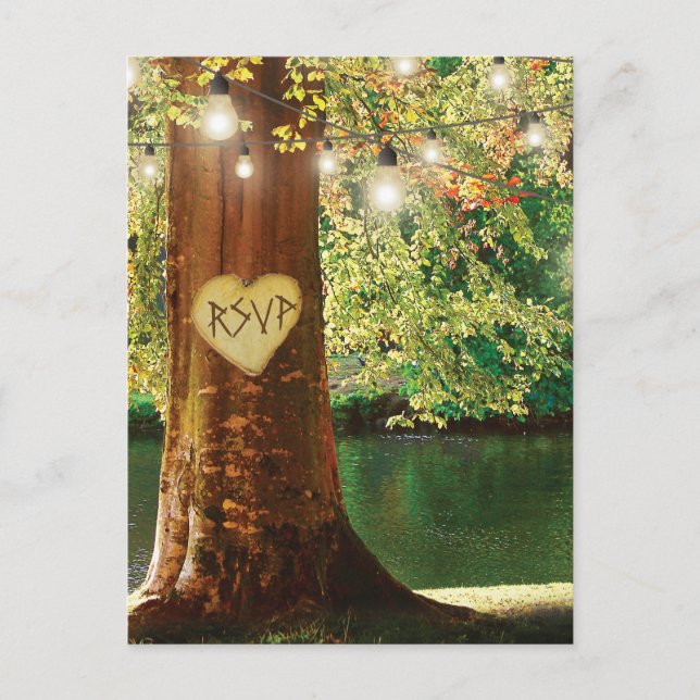 Rustiga berget Sjö Twinkle Ljus Bröllop OSA Inbjudan Vykort (Framsida)