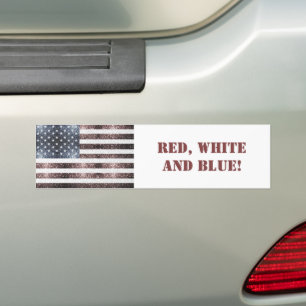 Rustiga Rött vitt blått miniatyrdiagram USA flagga Bildekal