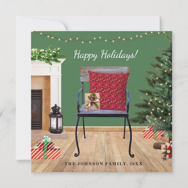 Rustigt Helgdag kort för julscenen (Framsida)