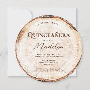 Rustik 15-årsdag Quinceanera Trästruktur Inbjudningar