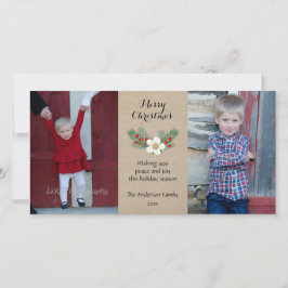 Rustik 2-fotojulkort/rödvitt brännbart kort