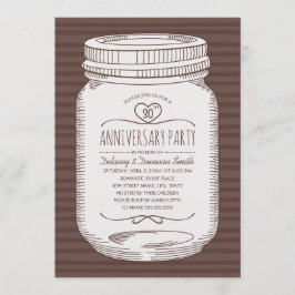Rustik 30-års bröllopsjubileum Mason Jar-fest Inbjudningar