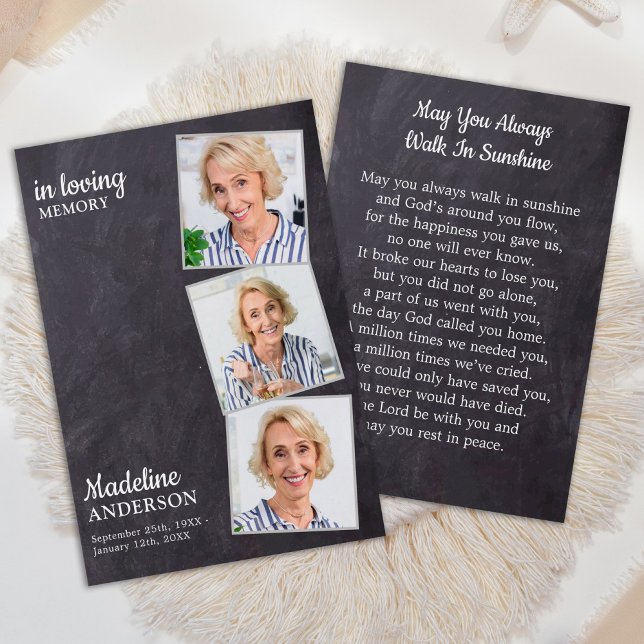 Rustik 3-fotominnesfack för begravning av bön visitkort (Skapare uppladdad)