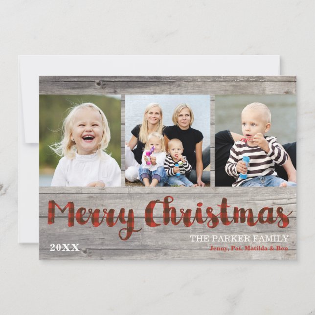 Rustik 3-fotopilerträ och inlagt platt kort (Framsida)