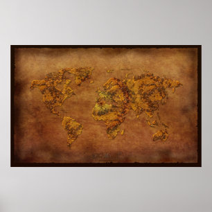 Rustik 3D-effekt World Map Art Poster