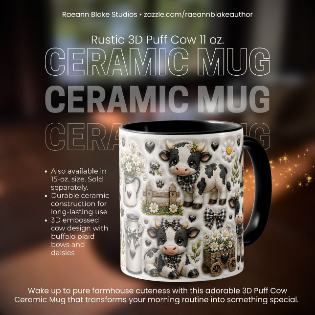 Rustik 3D Puff Ko Mug 3,3 dl Keramikkopp Mugg (Skapare uppladdad)