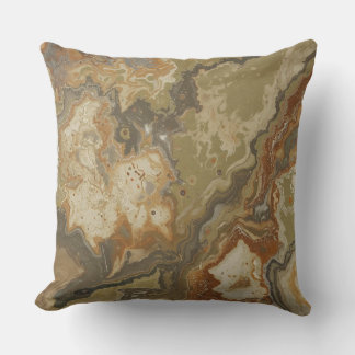 Rustik Abstrakt Olivgrön Bärnstensfärgad Senapstry Kudde