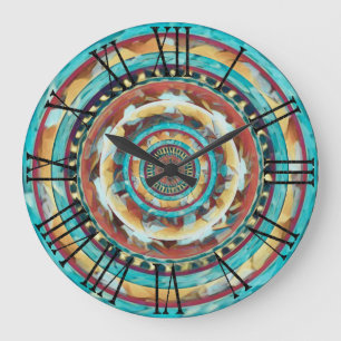 Rustik Abstrakt Southwest Wall Clock Stor Klocka