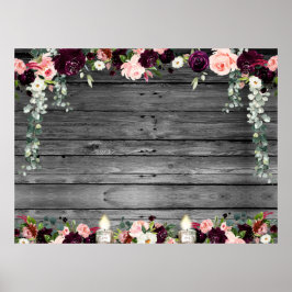 Rustik affisch i XL-format med blomstermotiv på br