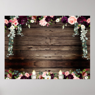 Rustik affisch med blomster på bräda i XL-format f