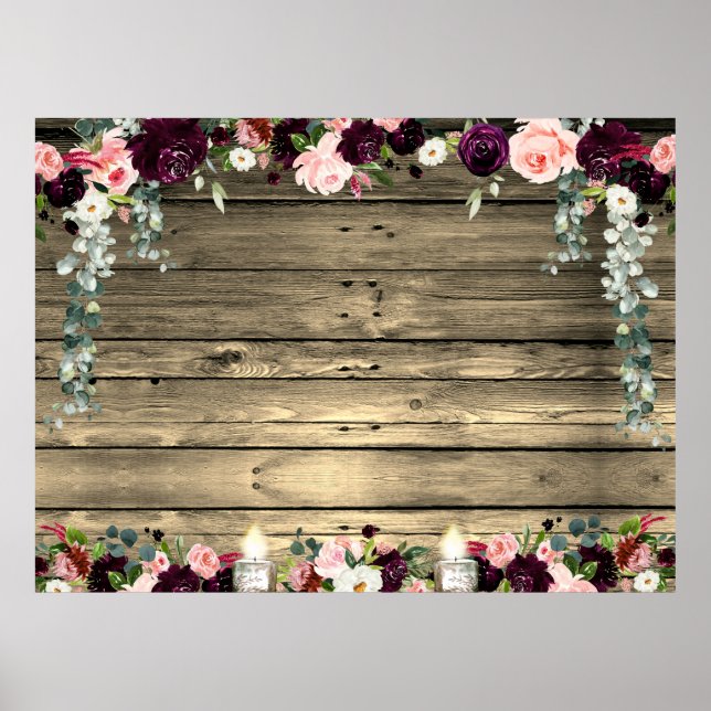 Rustik affisch med blomster på brädlaggning i XL-f (Framsidan)
